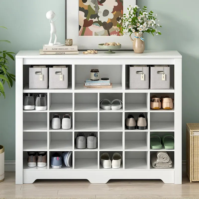 Sleek Design 24 Shoe Cubby Console