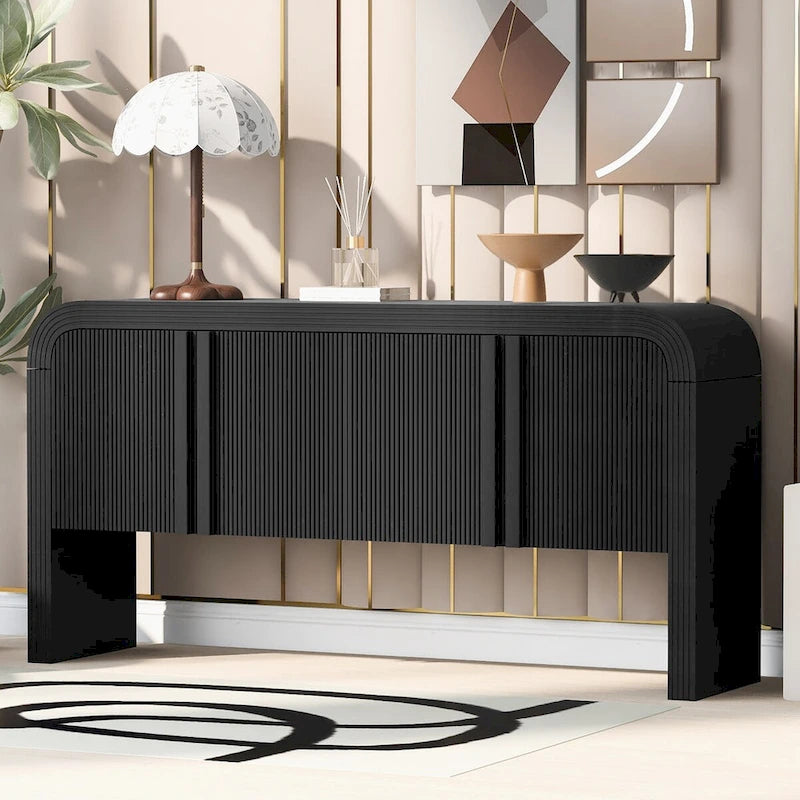 Striped Storage Cabinet with 4 Doors