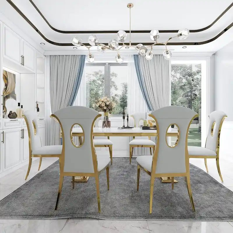 Modern Gorgeous Velvet Dining Chairs with Polished Gold Stainless Steel Legs