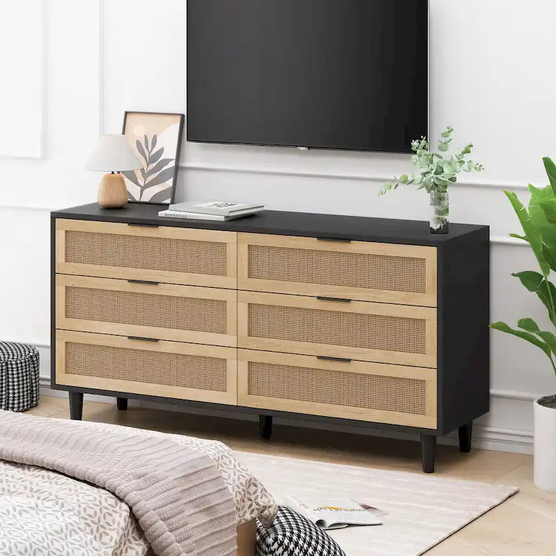 RR 59.066-Drawers Rattan Storage Cabinet