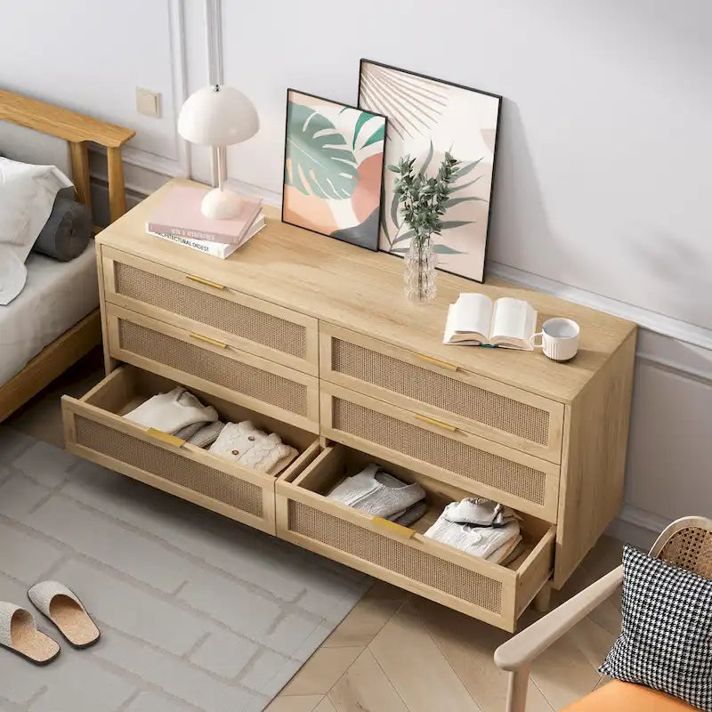 RR 59.066-Drawers Rattan Storage Cabinet