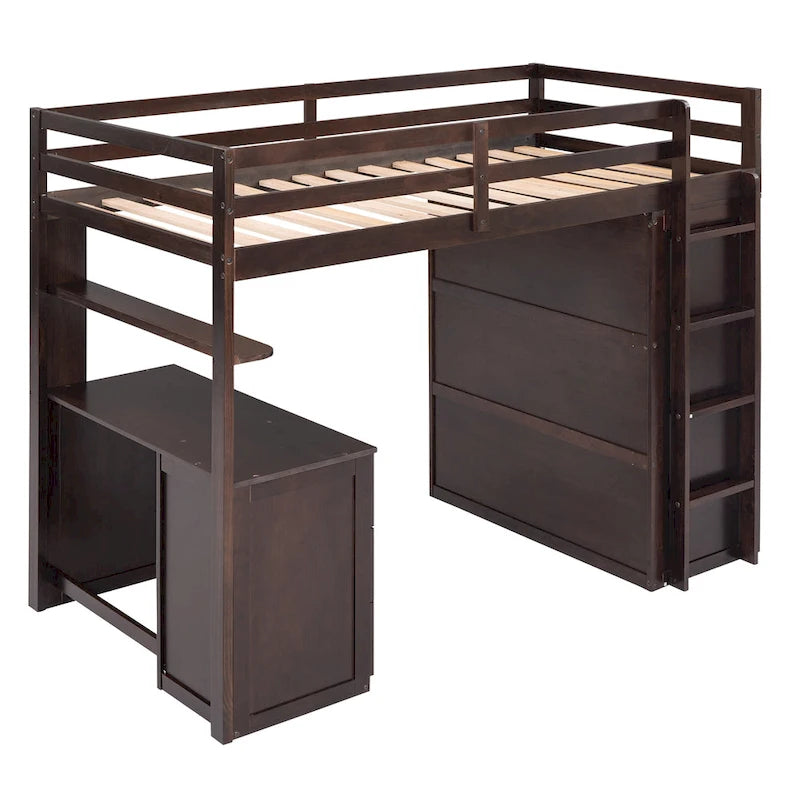 Loft Bed with Drawers, Desk and Wardrobe