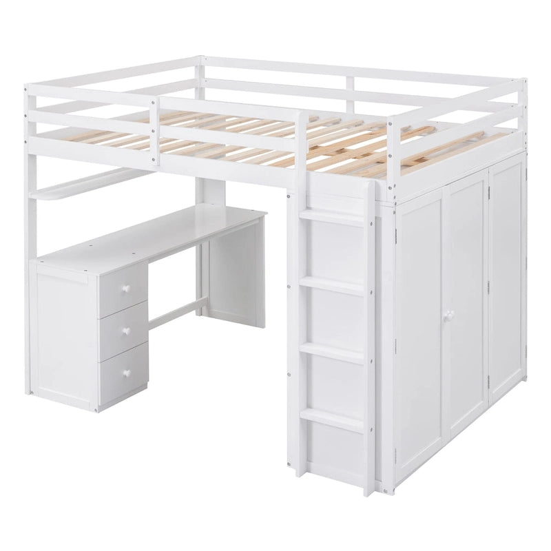 Loft Bed with Drawers, Desk and Wardrobe