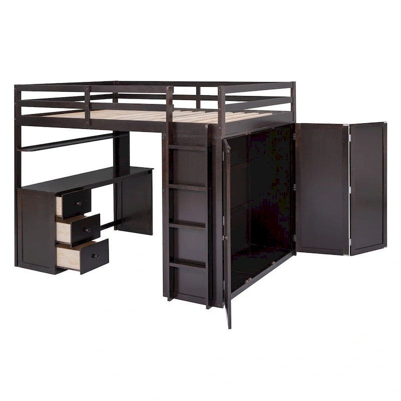 Loft Bed with Drawers, Desk and Wardrobe