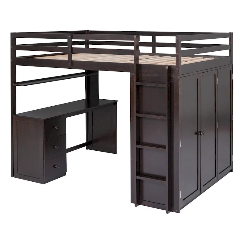 Loft Bed with Drawers, Desk and Wardrobe
