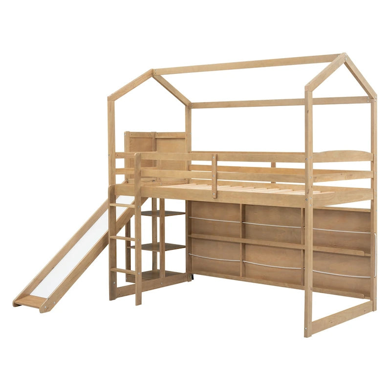 Twin Size Wood House Loft bed