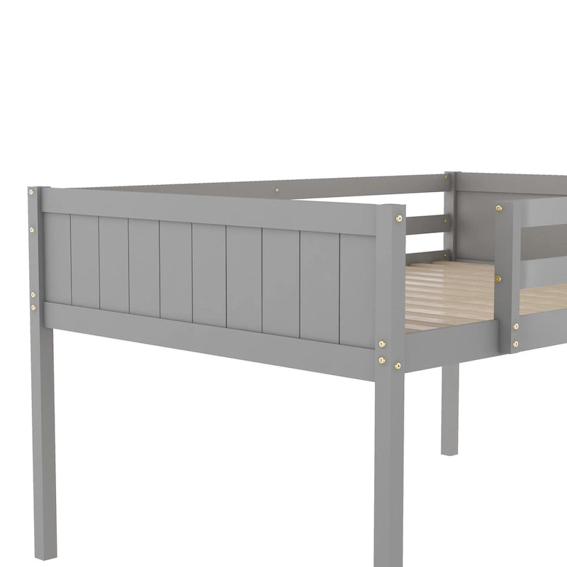 Harper&Bright Designs Wood Low Loft Bed with Convertable Ladder