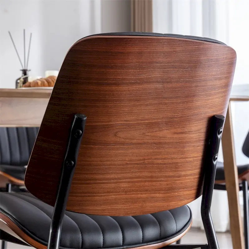 Dining Chairs Set of 2,Mid Century Modern Retro Faux Leather Chair