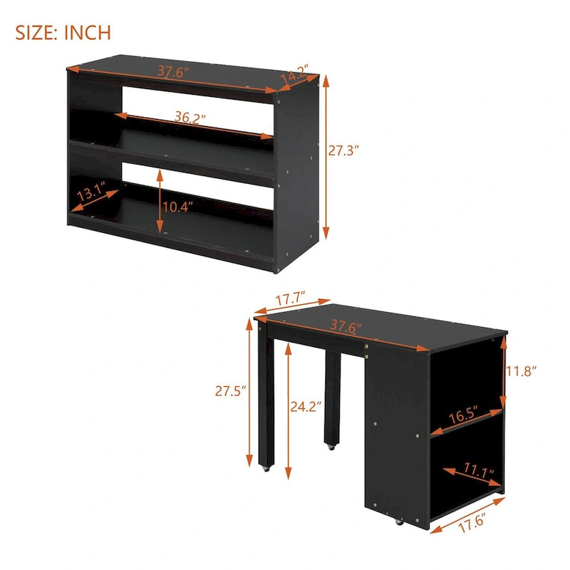 Loft Bed with Writing Desk and 3 Drawers, Wooden Loft Bed with Storage Stairs and Shelves