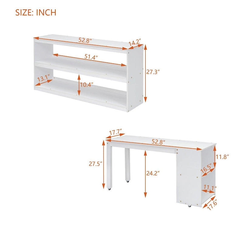 Loft Bed with Writing Desk and 3 Drawers, Wooden Loft Bed with Storage Stairs and Shelves