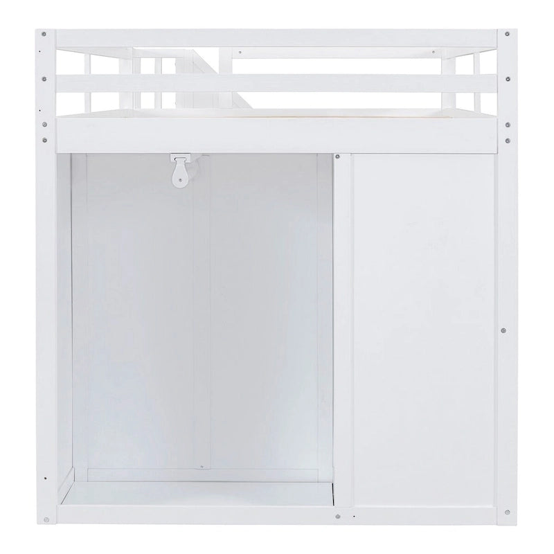 Merax Full Size Wood Loft Bed With Built-in Wardrobes, Cabinets and Drawers