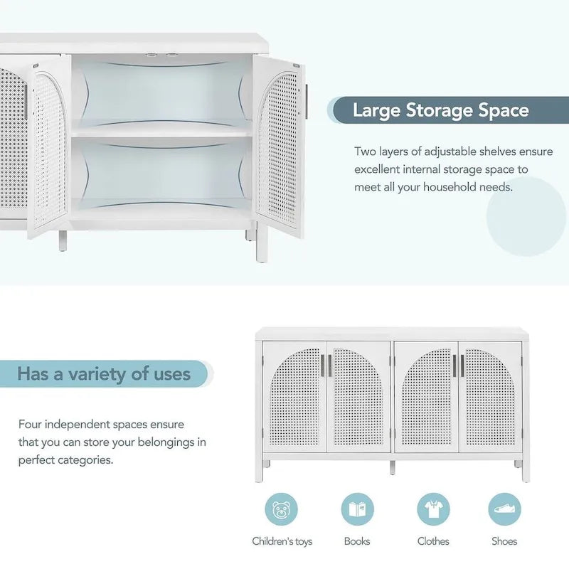 60 Large Storage Space Artificial Rattan Doors Buffet/Sideboard