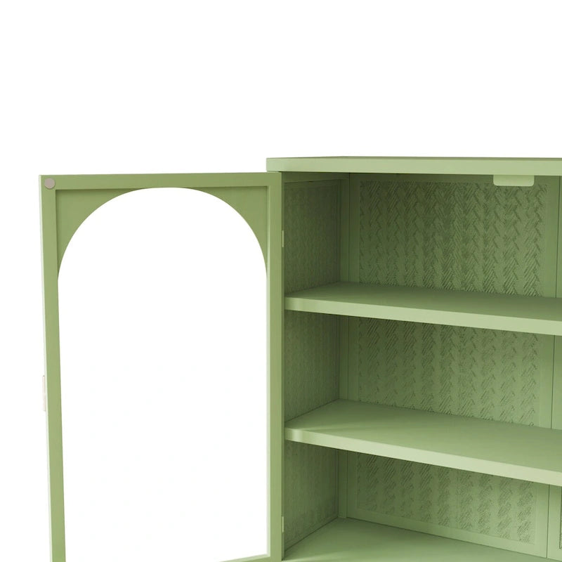 27.56Glass Doors Modern Two-door Wall Cabinet with Featuring Three-tier Storage for Entryway,with Characteristic Woven Pattern
