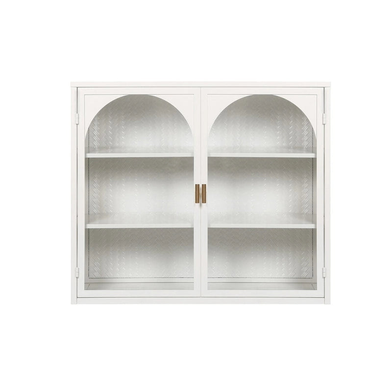 27.56Glass Doors Modern Two-door Wall Cabinet with Featuring Three-tier Storage for Entryway,with Characteristic Woven Pattern