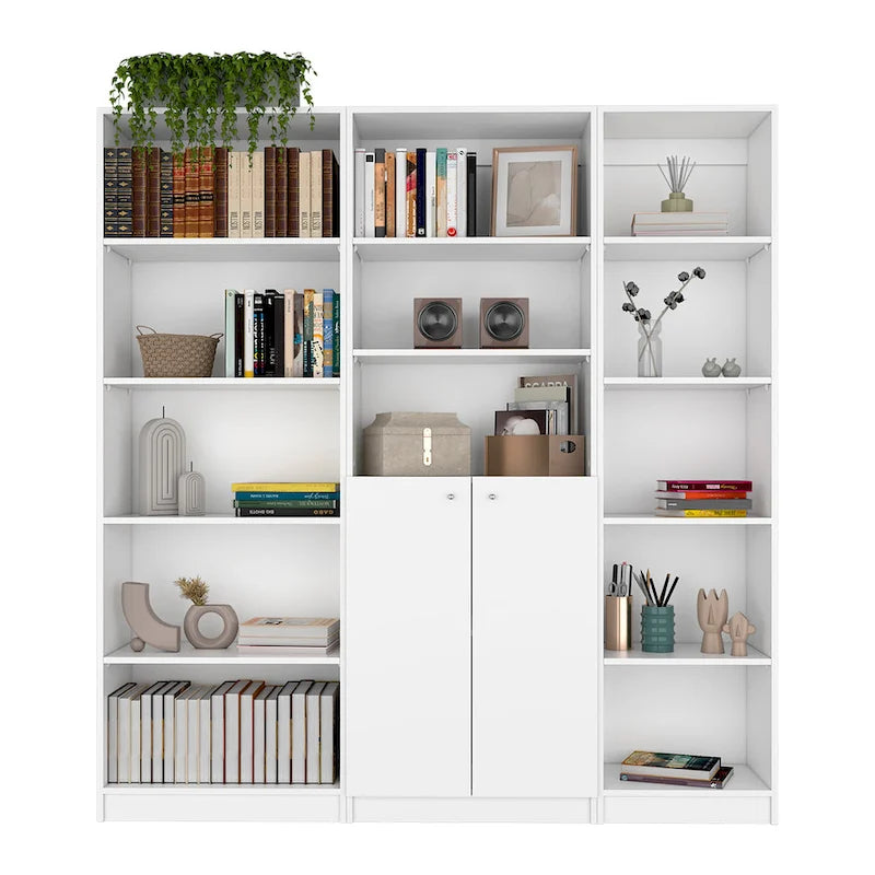 Kenyon 3pc Set 67 Wide 5-Shelf and Cabinet Bookcase