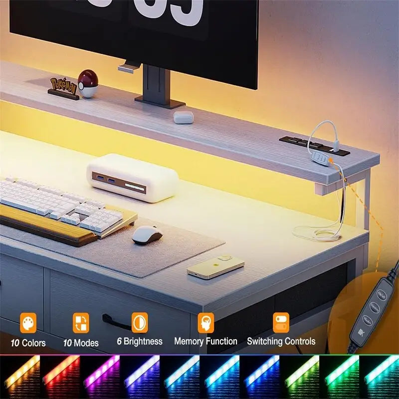 55 Inch Computer Desk with 3 Drawer