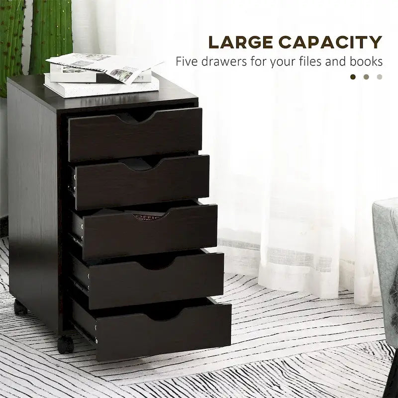 5 Drawer File Cabinet Storage Organizer Filing Cabinet with Wheels