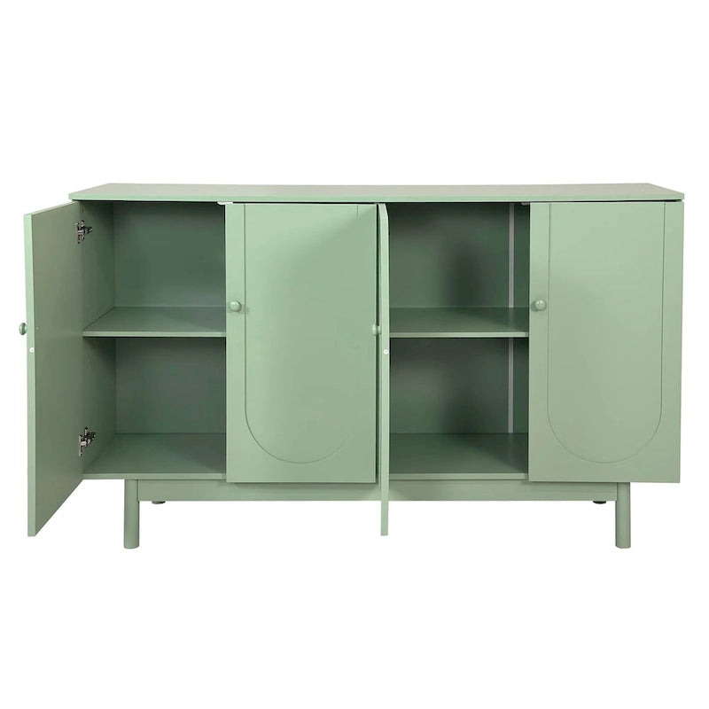 Functional 4-Door Intaglio Storage Cabinet with Pine Legs