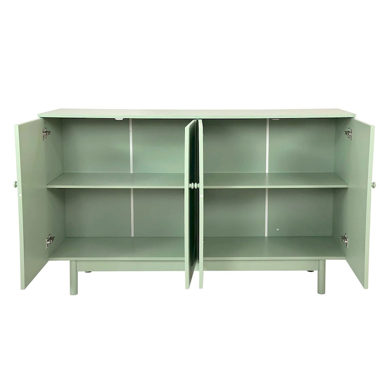 Functional 4-Door Intaglio Storage Cabinet with Pine Legs
