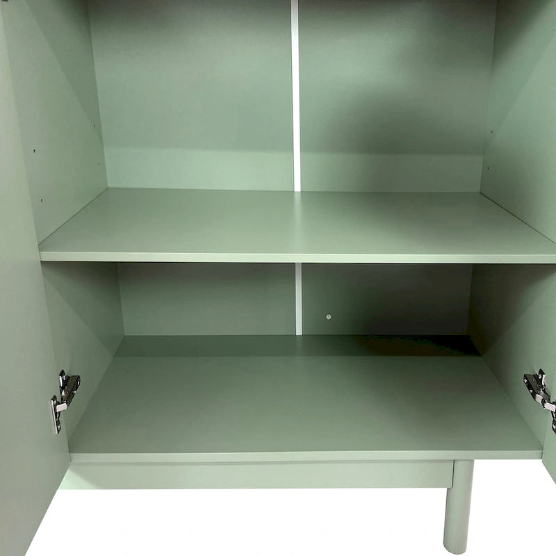 Functional 4-Door Intaglio Storage Cabinet with Pine Legs