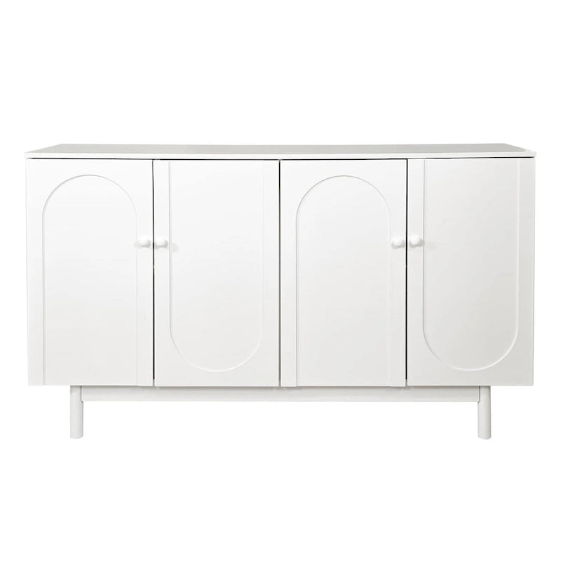 Functional 4-Door Intaglio Storage Cabinet with Pine Legs