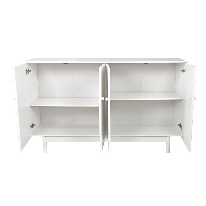 Functional 4-Door Intaglio Storage Cabinet with Pine Legs