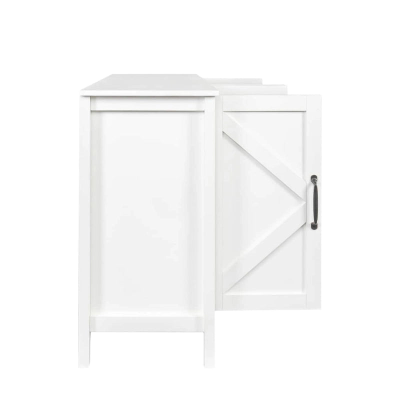 Cabinet with 4 Doors and 4 open shelgves,Freestanding Sideboard Storage Cabinet Entryway Floor Cabinet