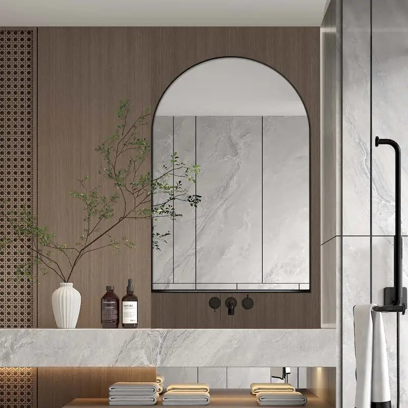 Metal Framed Bathroom Wall Cabinet with Mirror and Adjustable Shelves