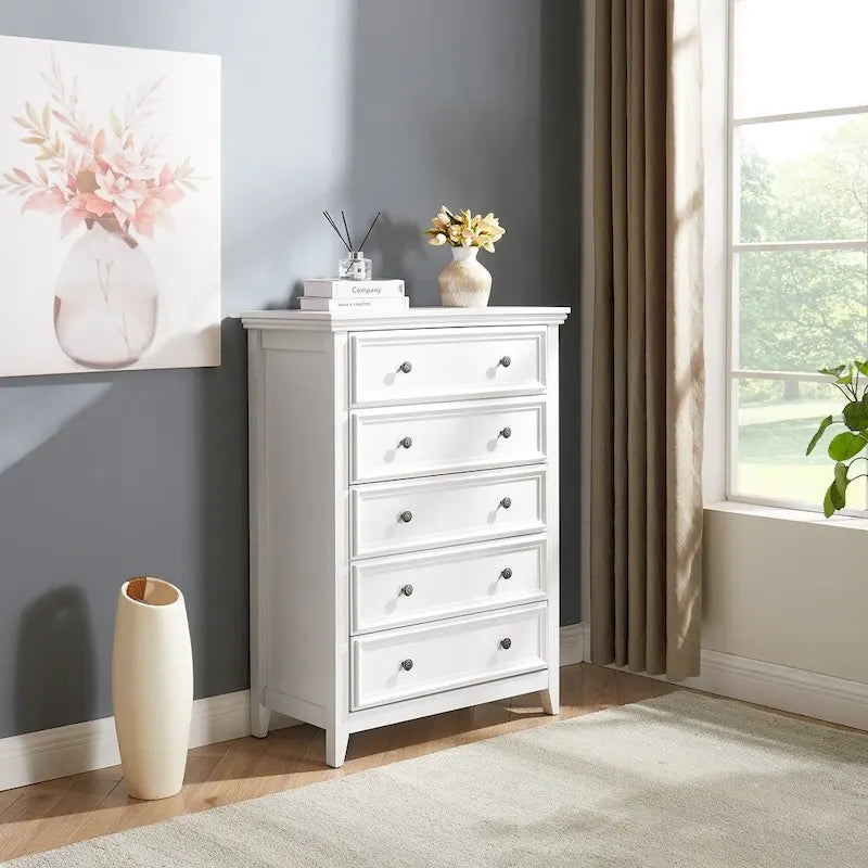 5 Storage Drawers Dresser Cabinet