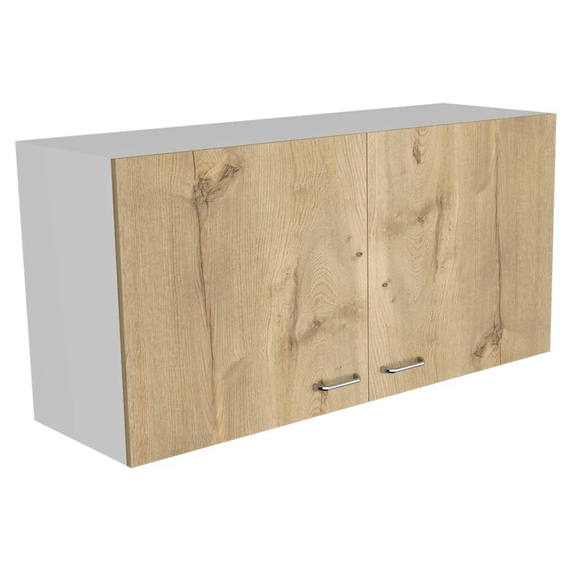 Wall Cabinet Toran, Two Shelves, Double Door, White / Light Gray Finish,High quality and durable