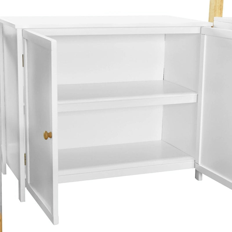 Wood Loft Bed With Built-in Storage Cabinet, Cubes, and Foldable Desk