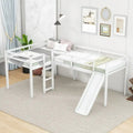Twin Size L-Shaped Loft Bed with Ladder and Slide