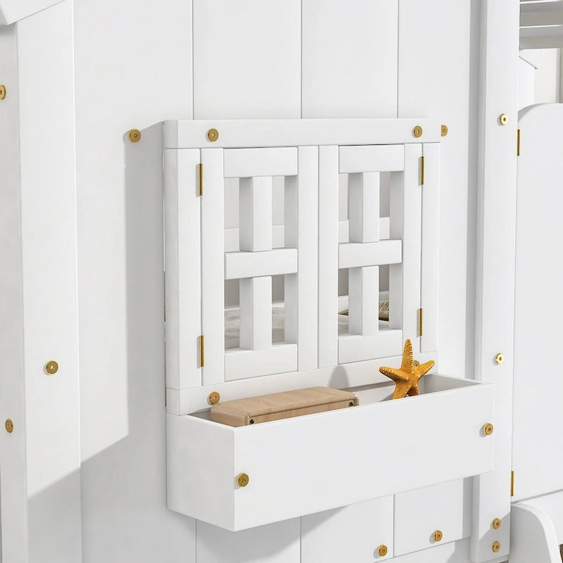 win over Twin House Bunk Bed with Roof