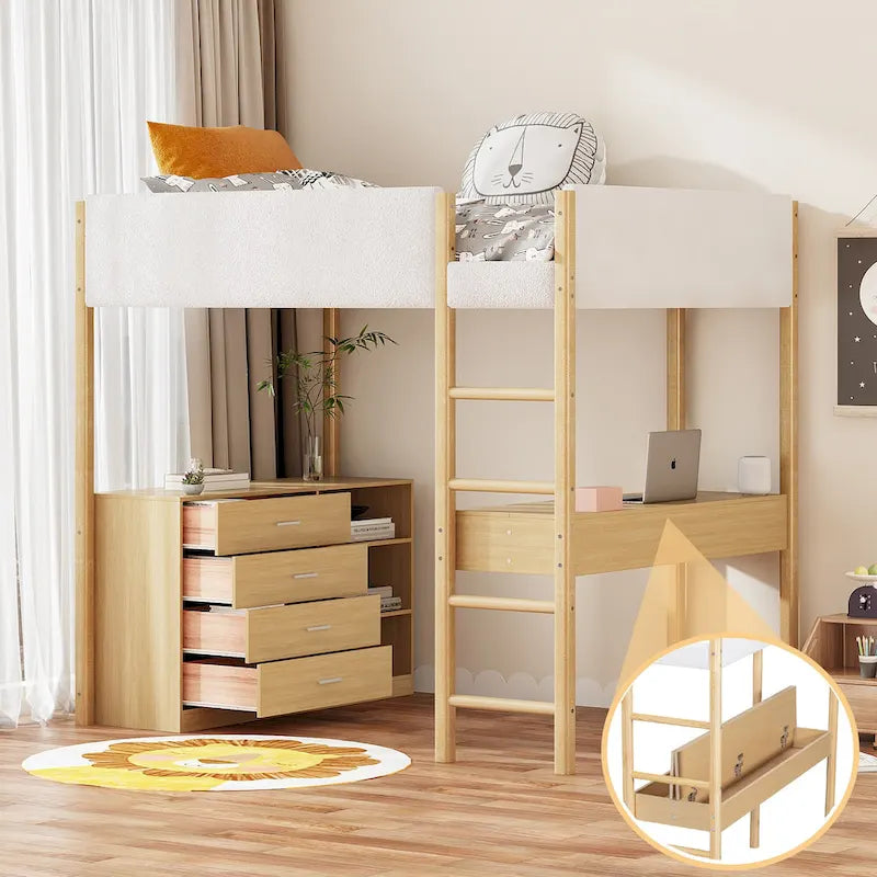Teddy Fleece Loft Bed Wood Bed