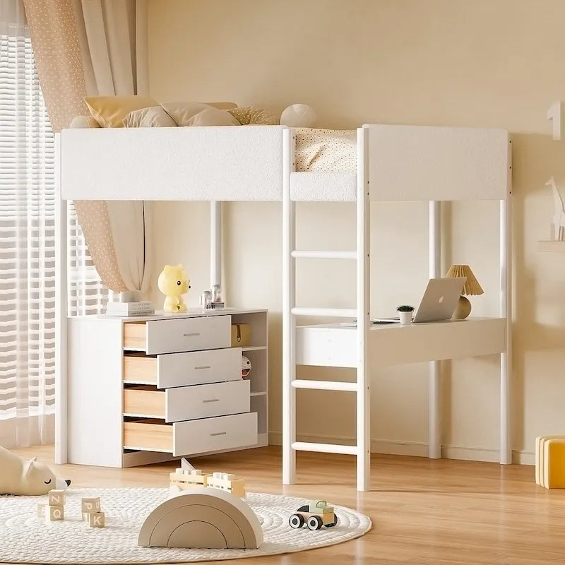 Teddy Fleece Loft Bed Wood Bed