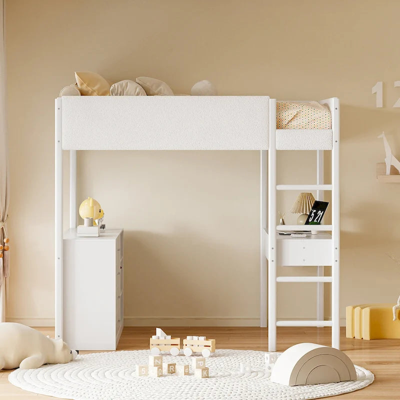 Teddy Fleece Loft Bed Wood Bed