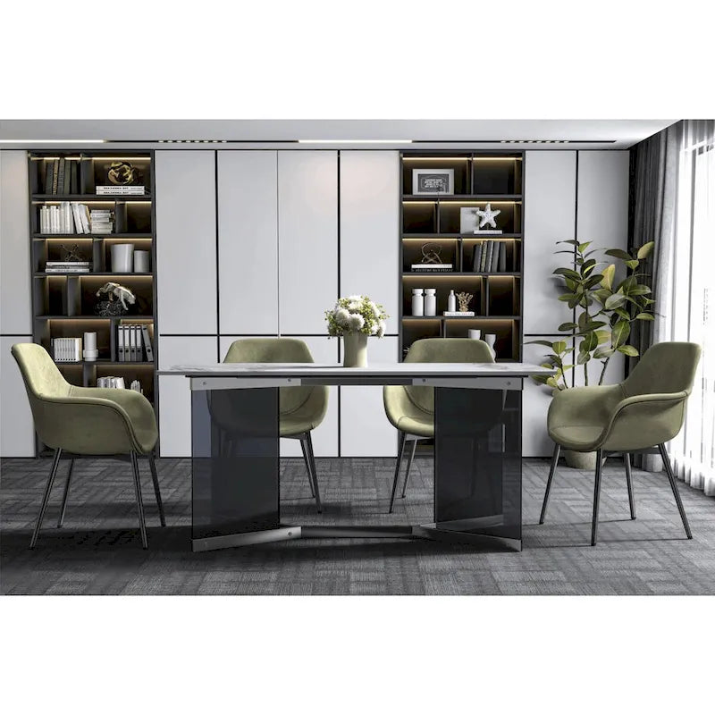 Oryn Rectangular Dining Table with Glass/Sintered Stone Top