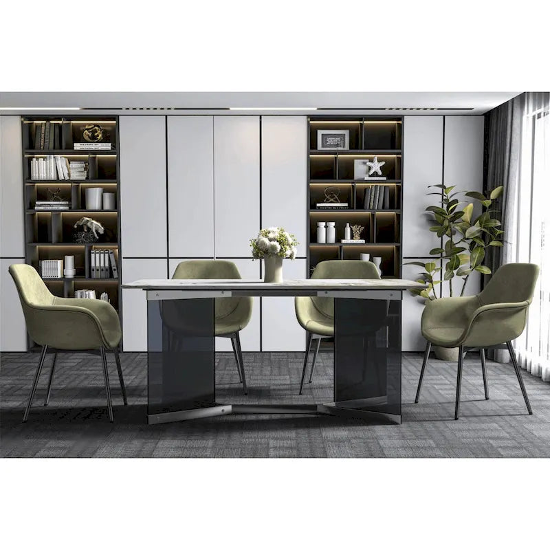Oryn Rectangular Dining Table with Glass/Sintered Stone Top