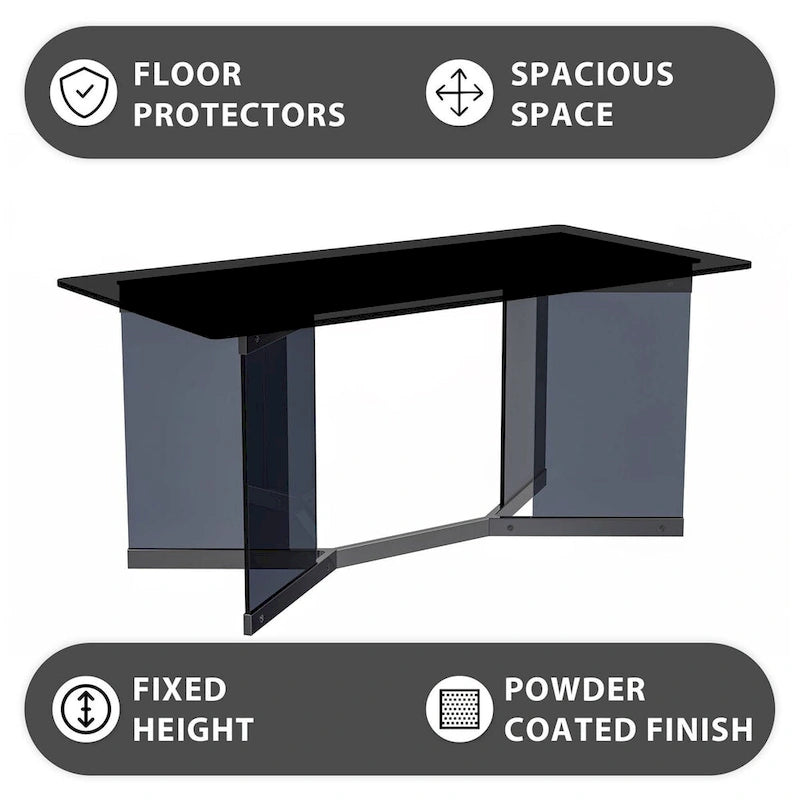 Oryn Rectangular Dining Table with Glass/Sintered Stone Top