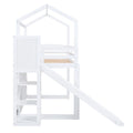 Twin Size Wood Loft Bed with Slide and Storage Shelves