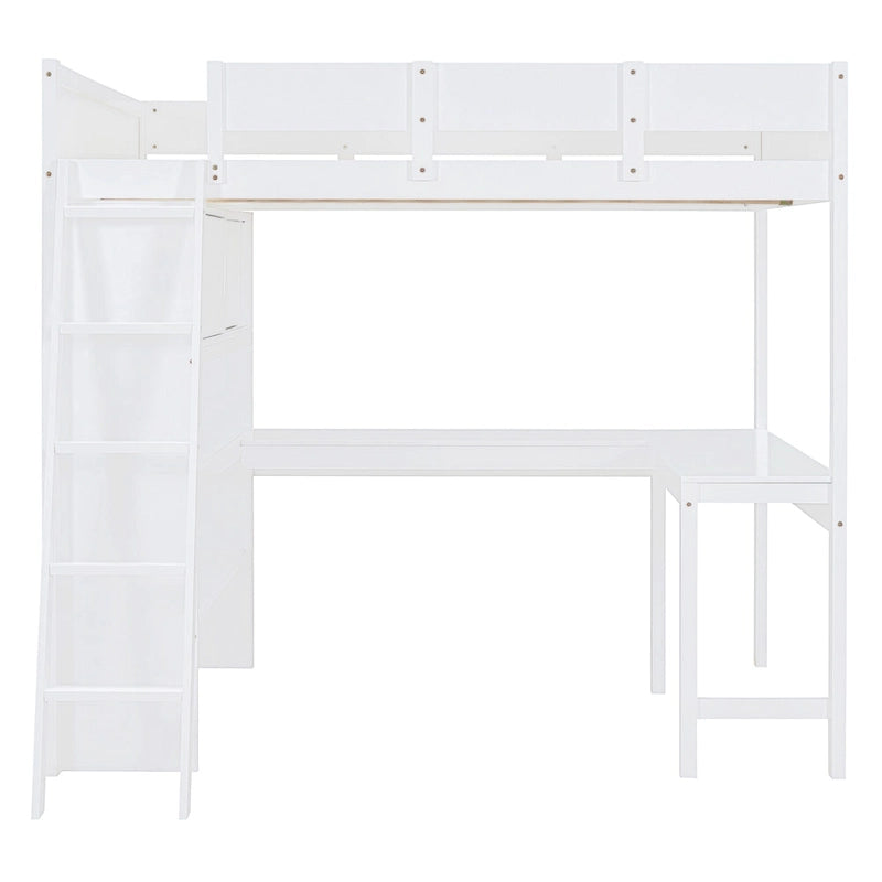 Nestfair Full Size Loft Bed with Desk and Shelf