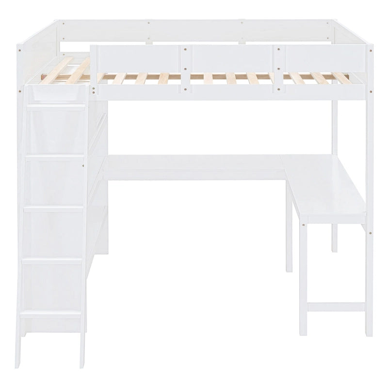 Nestfair Full Size Loft Bed with Desk and Shelf