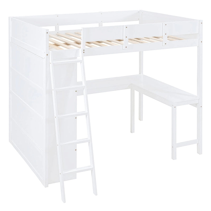 Nestfair Full Size Loft Bed with Desk and Shelf