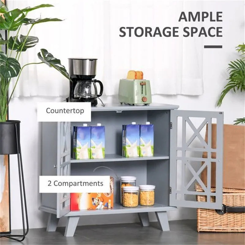 Anti-Toppling Wood Kitchen Storage Cabinet with Doors - N/A