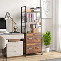 Vinsetto 2 Drawer File Cabinet with Key, Bookshelf, Mobile Filing Cabinet with Adjustable Hanging Bar for Letter, A4