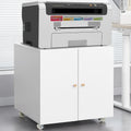Metal Printer Stand with Storage Mobile Printer Tables for Small Spaces with Door Adjustable Shelf File Cabinet on Wheels