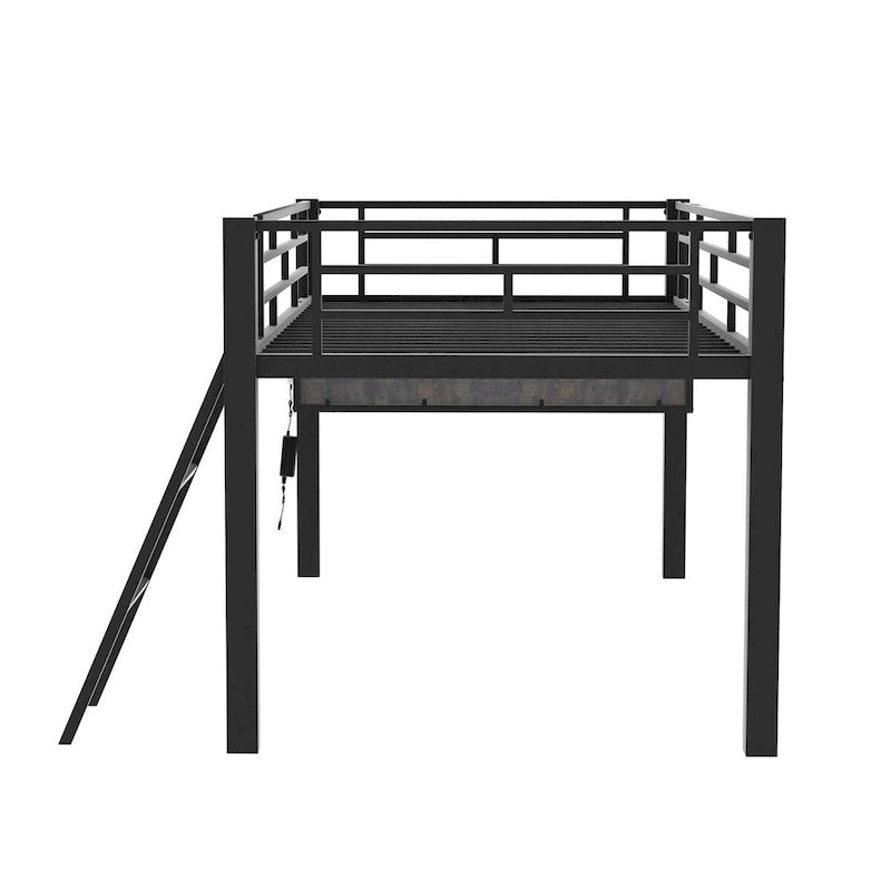 Gaming Mid Loft Bed with Desk