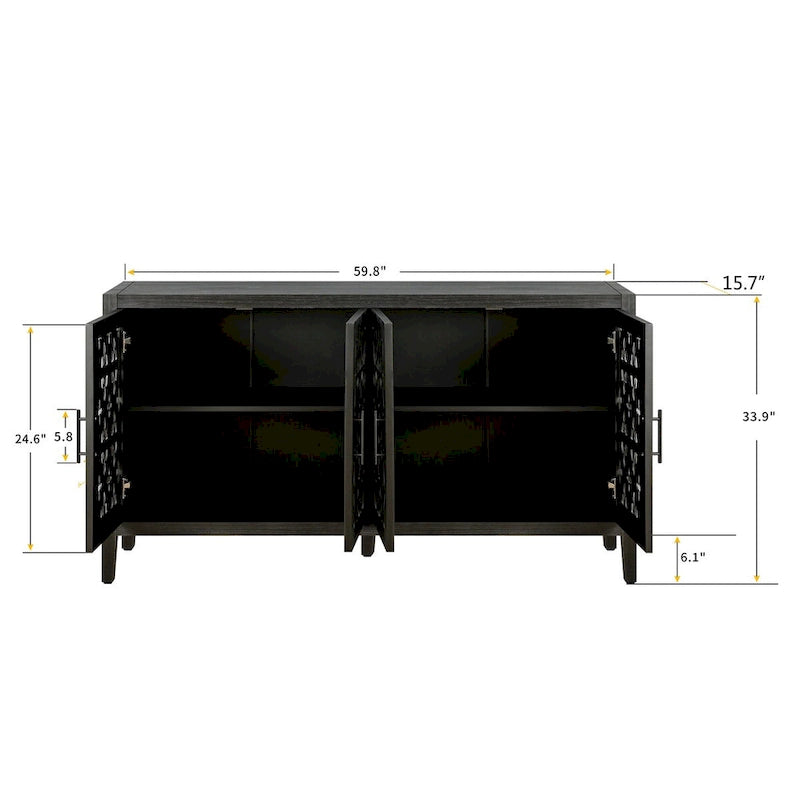 Hollow Four Door Antique Cabinet
