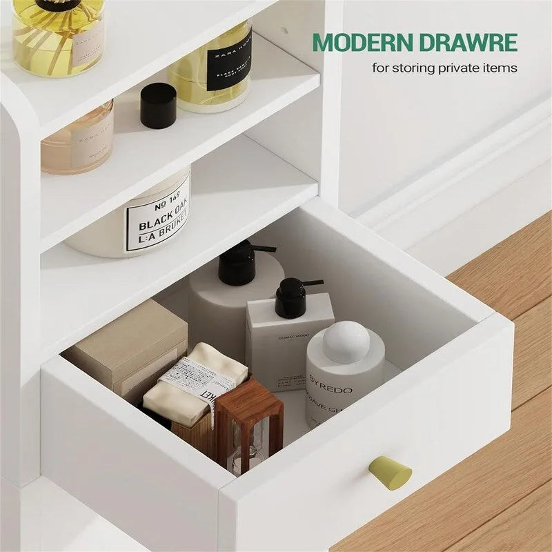 Corner Floor Cabinet with Drawers and Doors - 7.9D x 7.9W x 33.5H