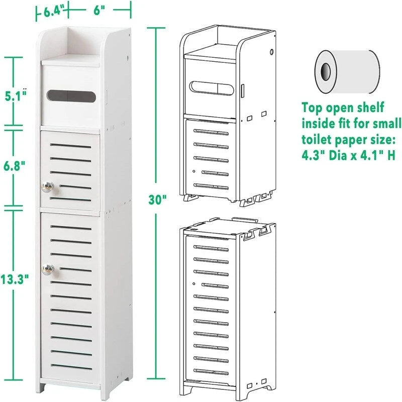 Small Bathroom Storage Cabinet for Small Spaces - 6.4D x 6W x 30H